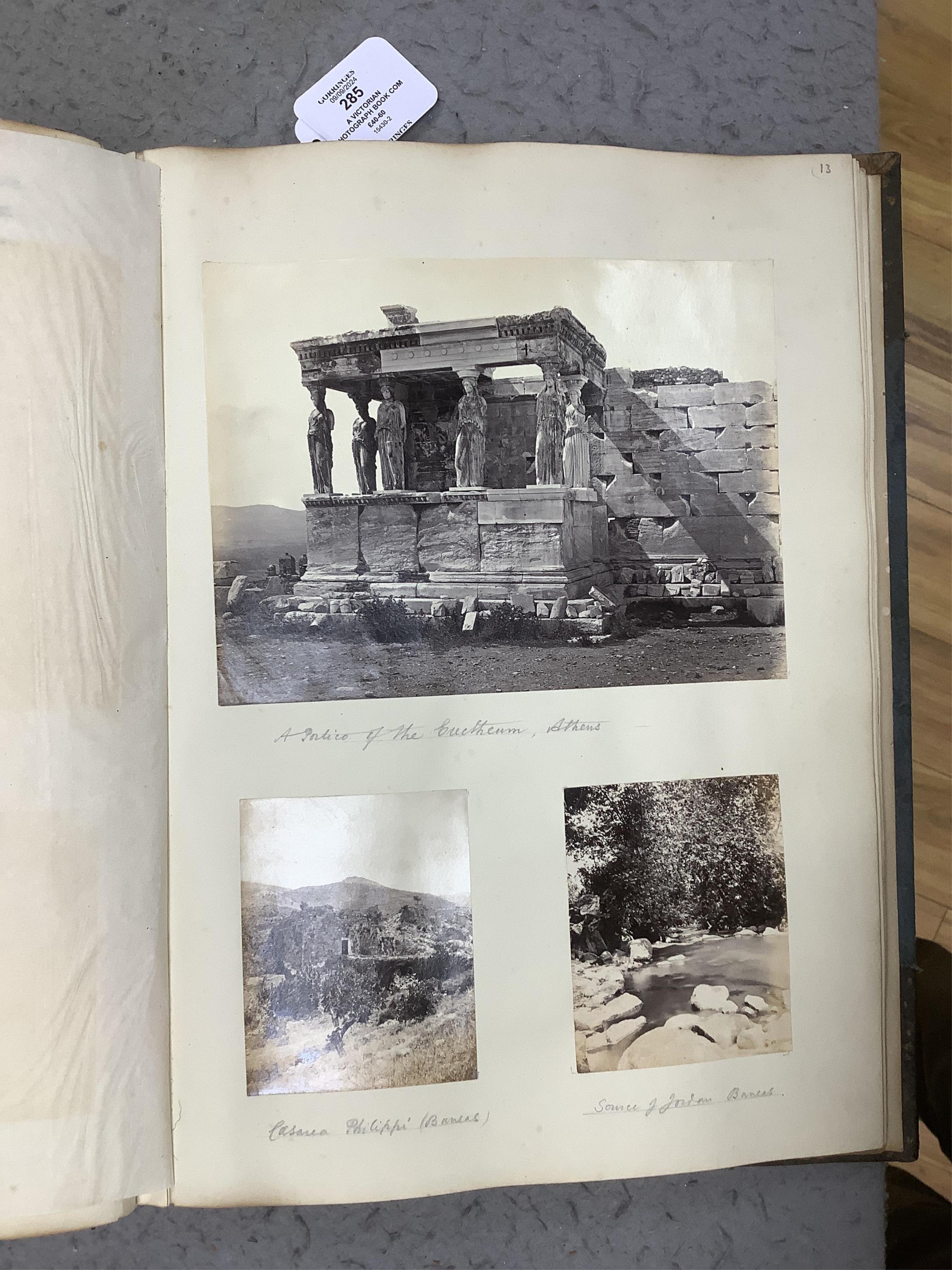 A Victorian photograph book comprising photographs of Athens, the Pyramids of Giza, Rome etc. Condition - fair